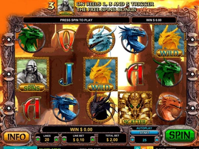 Betting options at Dragon spin slots